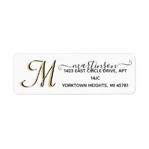 Etiqueta Monograma Dourado Personalizado de Script Elegante