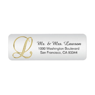 Etiqueta Monograma Dourado prateado - Letra 'L' Envelope Re