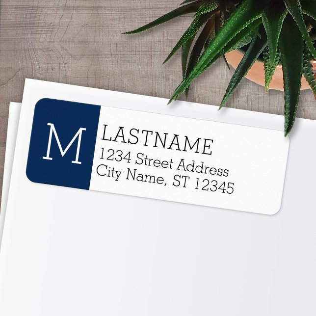 Etiqueta Monograma e Nome Personalizado do marinho - Endere (Personalized Return Address Labels - Fun, modern fonts)