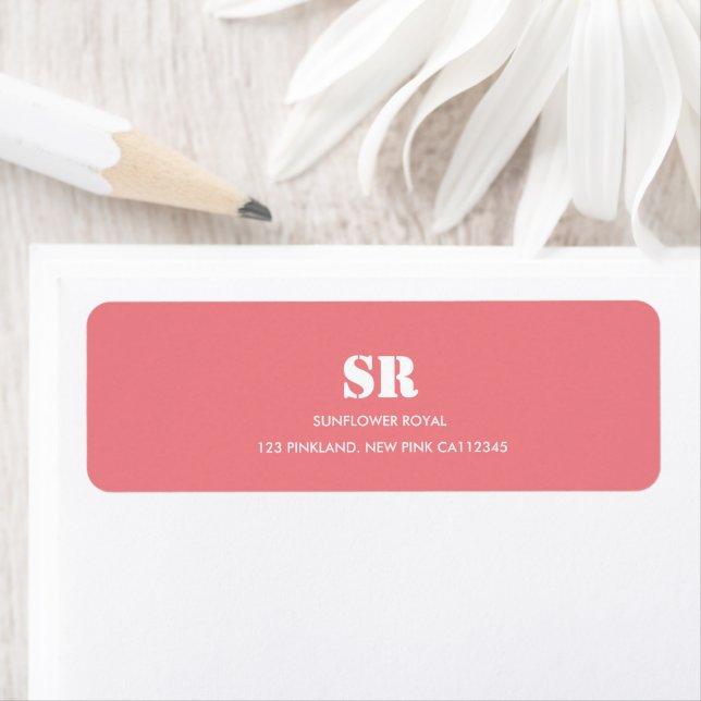 Etiqueta Monograma Elegante Rosa Mínimo (Insitu)