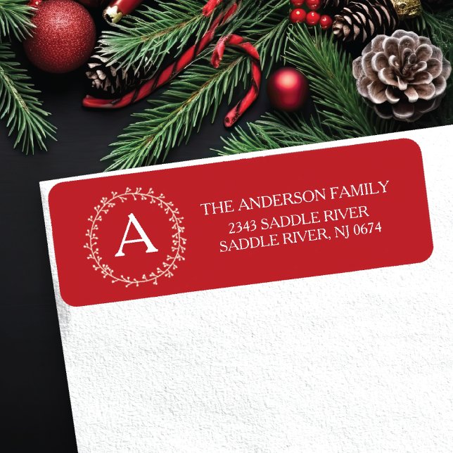 Etiqueta Monograma Feliz e Feliz Endereço de Regresso de Na (Criador carregado)