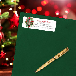 Etiqueta Monograma Floral de Caixas de Correio Felizes de N