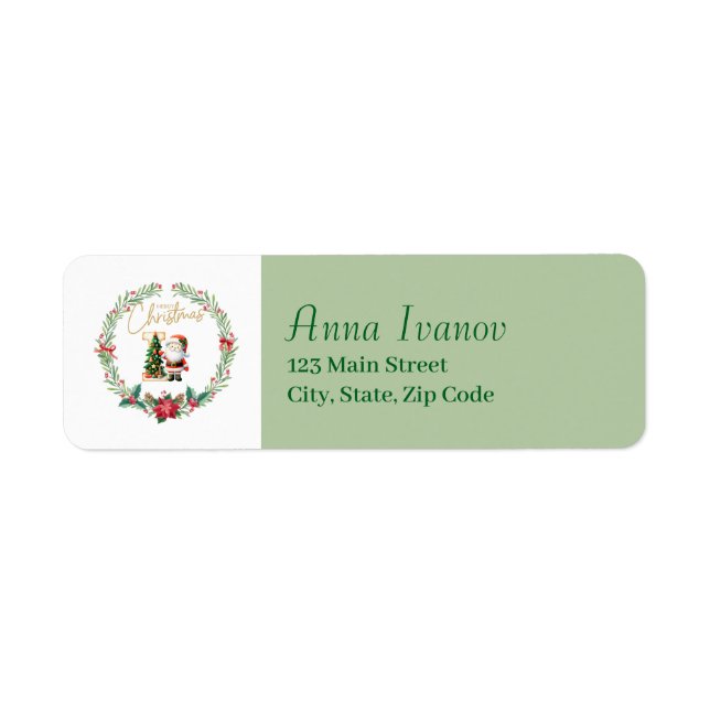 Etiqueta Monograma - Letra I Frasto de Natal com Papai Noel (Frente)