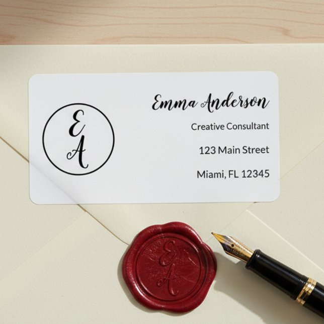 Etiqueta Monograma Moderno Minimalista (Criador carregado)