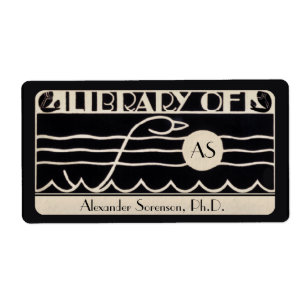 Etiqueta Monograma personalizado Bookplate do art deco do