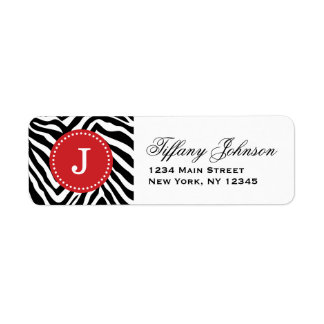 Etiqueta Monograma Personalizado de Impressão de Zebra Negr