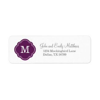 Etiqueta Monograma Personalizado de Plum Purple