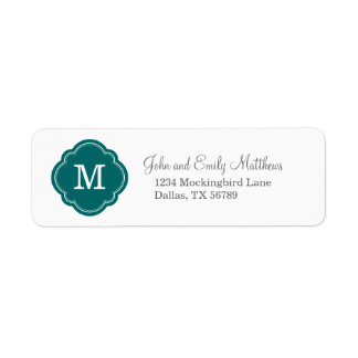 Etiqueta Monograma Personalizado de Teal Negro