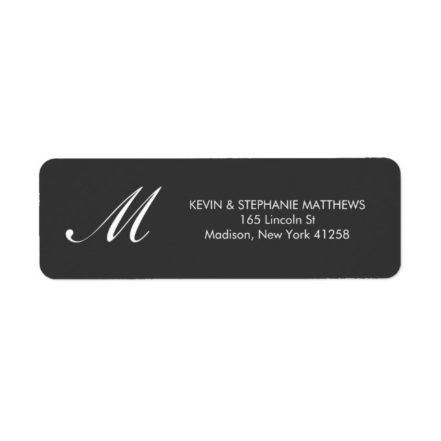 Etiqueta Monograma preto e branco (Frente)