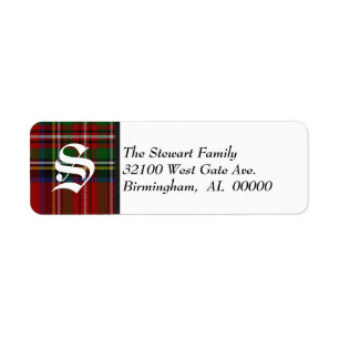 Etiqueta Monograma real tradicional da xadrez de Tartan de