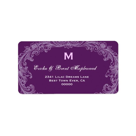 Etiqueta Monograma roxo B455 do vintage