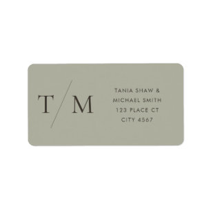 Etiqueta Monograma Simples Moderno Mistura e Casamento