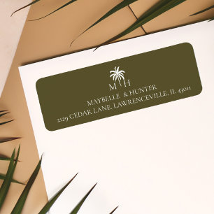 Etiqueta Monograma Tropical Mínimo de Palmeiras