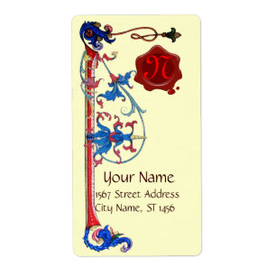 ETIQUETA MONOGRAMA VERMELHO FLORAL FLORENTINO ANTIGO DO