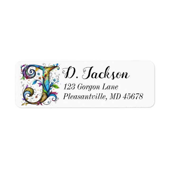 Etiqueta Monograma Whimsical J (Frente)