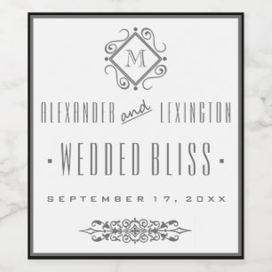 Etiqueta Monogrammed cinzenta elegante do vinho do