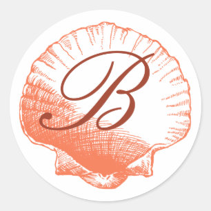 Etiqueta Monogrammed coral de Shell do mar