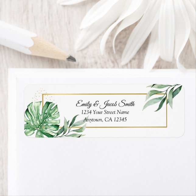 Etiqueta Monstera Botânica tropical e Dourado (Insitu)