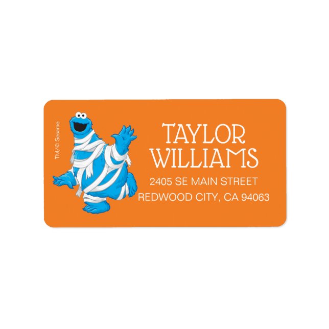 Etiqueta Monstro das Bolachas | Múmia de Halloween (Frente)