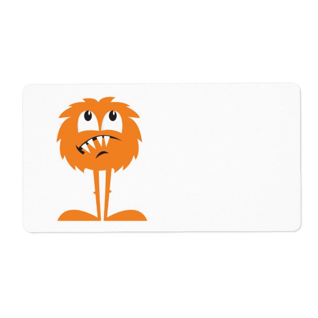 Etiqueta monstro de pelúcia laranja engraçado (Frente)