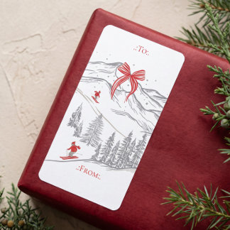 Etiqueta Montanha Alpina Nórdica Vermelho Arco Natal Para D