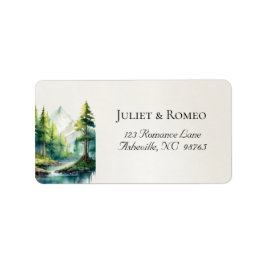 Etiqueta Montanhas Aquarela Endereço de Retorno - Marfim