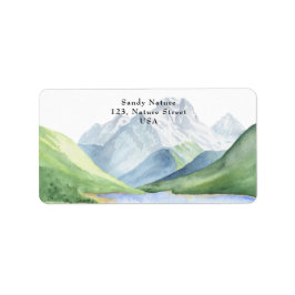 Etiqueta Montanhas aquarela - Que a aventura comece