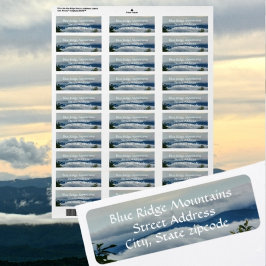 Etiqueta Montanhas Blue Ridge nas Nuvens