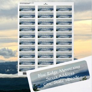 Etiqueta Montanhas Blue Ridge nas Nuvens