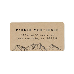 Etiqueta Montanhas Rustic Kraft desenhadas à mão