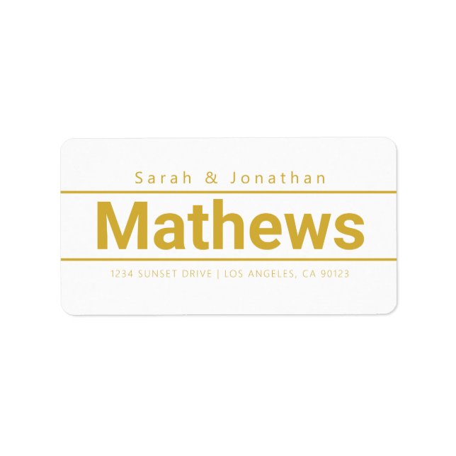 Etiqueta Morada Branca Moderna e Dourada de Retorno (Frente)