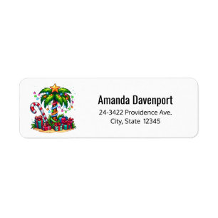 Etiqueta Morada da Árvore de Palma de Natal tropical