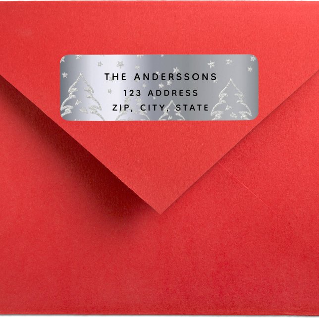 Etiqueta Morada das árvores de prata de Natal (Criador carregado)