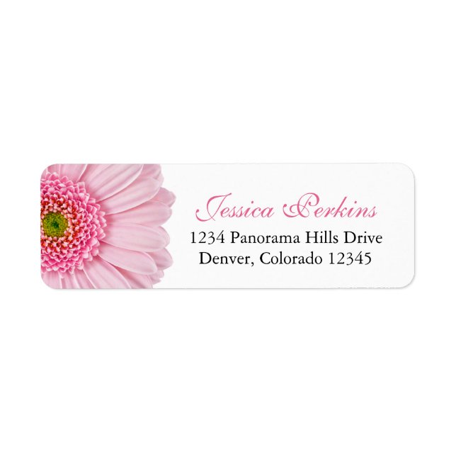Etiqueta Morada de Devolução de Casamento de Gerbera Daisy, (Frente)