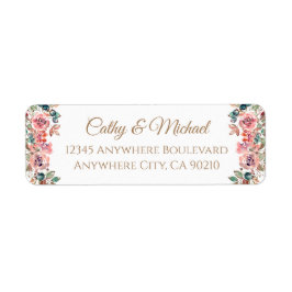 Etiqueta Morada floral rosada rústica e poeirenta de casame