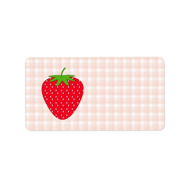 Etiqueta Morango Vermelho na Gingham Check. (Frente)