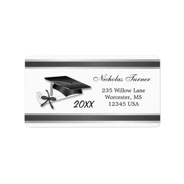 Etiqueta Morteiro preto, graduação do diploma (Frente)