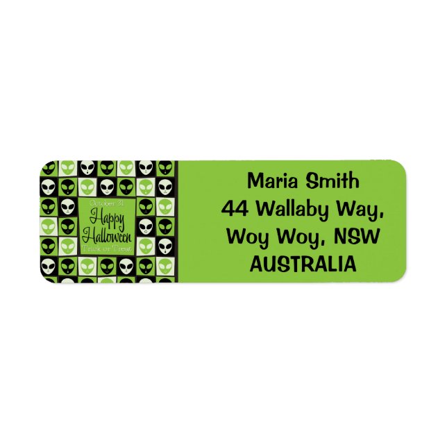 Etiqueta Mosaico de alienígena de Halloween (Frente)