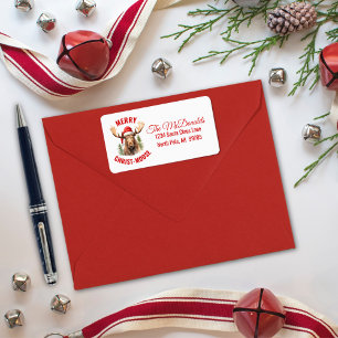 Etiqueta Moso-de-Cristo Engraçado, alce-de-natal