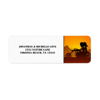 Etiqueta Motorcycle Couple Mountain Sunset/Sunrise Address