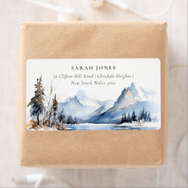 Etiqueta Mountain Lake Winter Snow Landscape