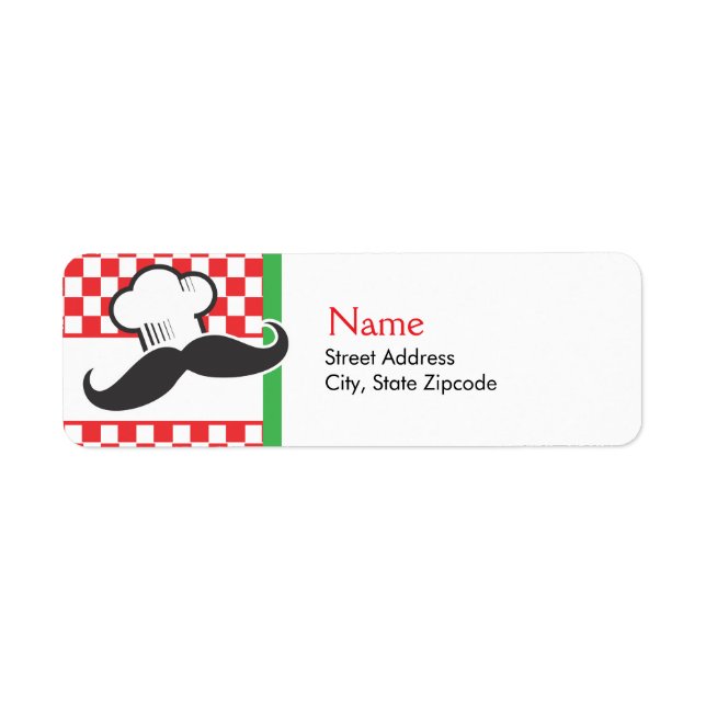 Etiqueta Moustache Chef Address Label (Frente)