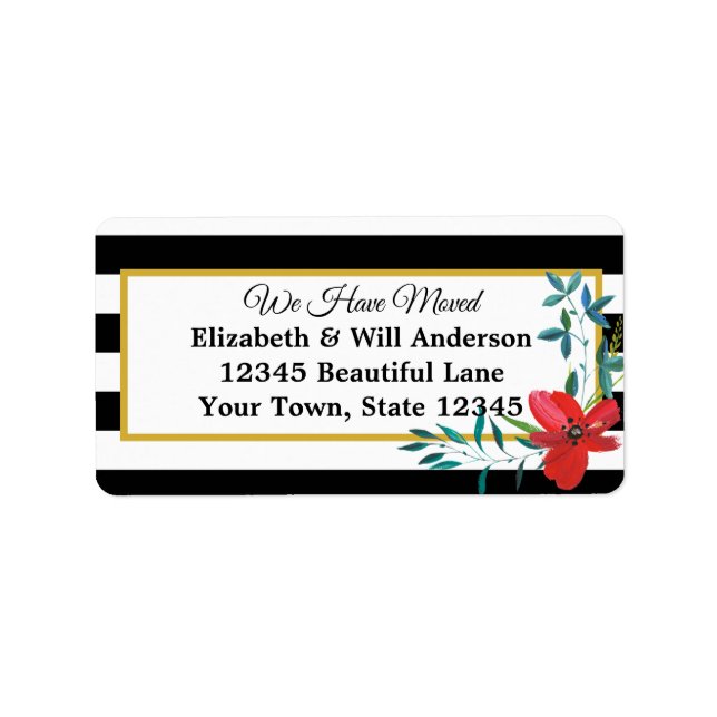 Etiqueta Movimentamos as faixas pretas e brancas com flores (Frente)