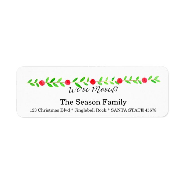 Etiqueta Movimentamos/Novo Endereço, aquarela Natal (Frente)