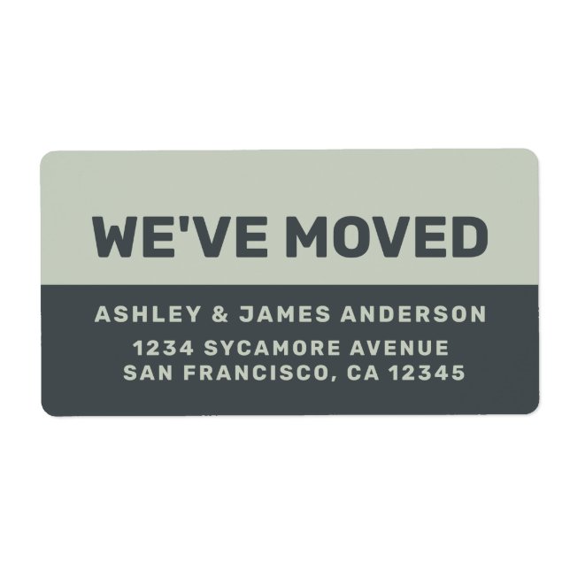 Etiqueta Mudamos o novo endereço verde do Pastel negro (Frente)