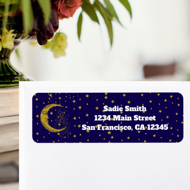 Etiqueta Mulher Celestial Boho Caprichosa endereço Lua Estr (Criador carregado)