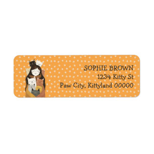 Etiqueta Mulher Gato Louca em Pata, Morada de Devolução Cut