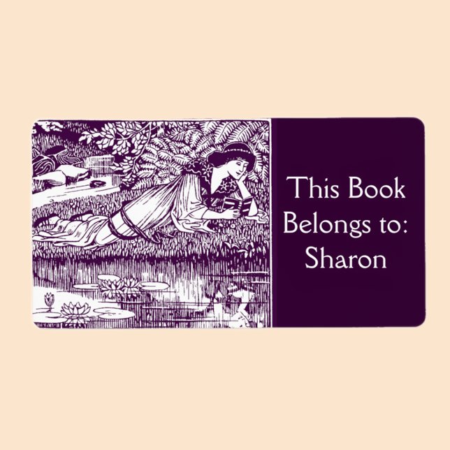 Etiqueta Mulher Lendo Arte Nouveau Bookplate (Criador carregado)