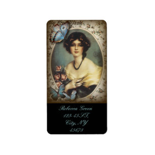 Etiqueta mulher retro floral de Paris do victorian do