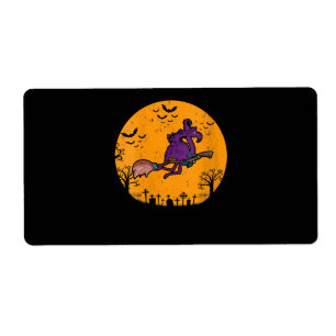 Etiqueta Mulheres Vintage Bruxa Flamingo Figurume Halloween
